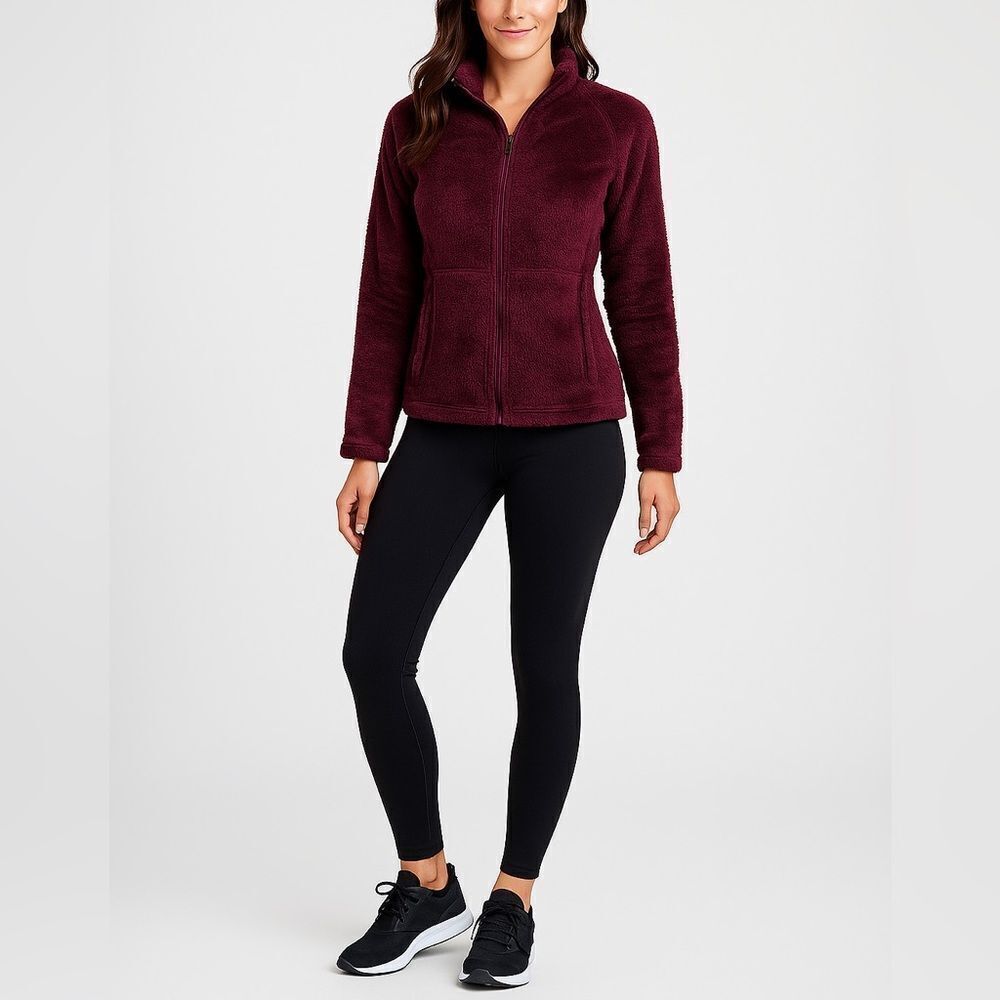 Marmot Drop Line Burgundy Port Royal Faux Fur Full Zip Jacket Sz M